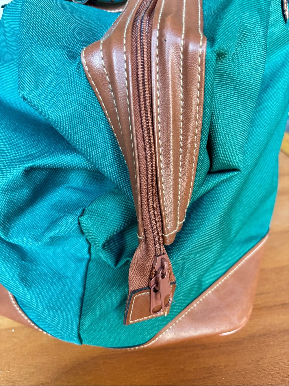 VTG iconic Polo Ralph Lauren Green Canvas Travel Tote with Brown Leather Trim - Picture 7 of 9